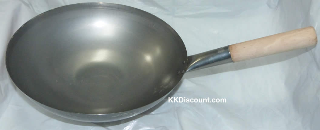 14 Inch Carbon Steel Flat Bottom Chinese Wok - K. K. Discount Store