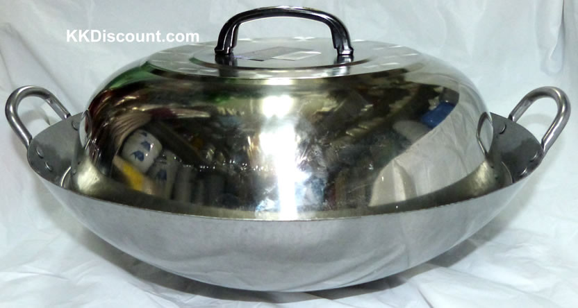 Winco WKCS-18 17-3/4 Stainless Steel Wok Cover with Handle