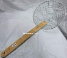 12 Inch Galvanized Steel Mesh Spider Skimmer with Bamboo Handle