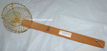 4 Inch Brass Mesh Spider Skimmer with Bamboo Handle