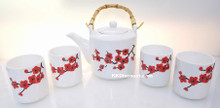 Red Plum Flower Teapot Tea Set