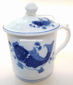Small Modern Blue Koi Fish Mug with Lid