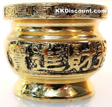 Small Brass Color Metal Joss Incense Holder Pot