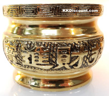 Large Brass Color Metal Joss Incense Holder Pot