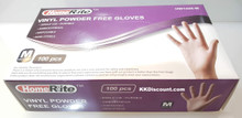 HomeRite Vinyl Powder Free Disposable Gloves Box