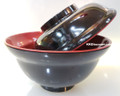 Two Tone Red Black Melamine 16oz Miso Soup Bowl with Lid