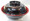 Two Tone Red Black Melamine 16oz Miso Soup Bowl with Lid top