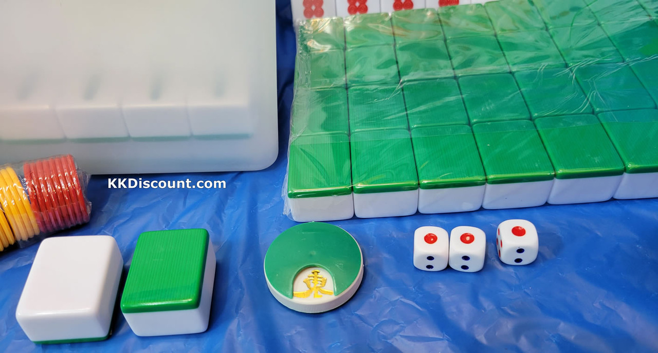 Vintage Mahjong Tiles Plastic Acrylic Dozen Game Tiles Green & 