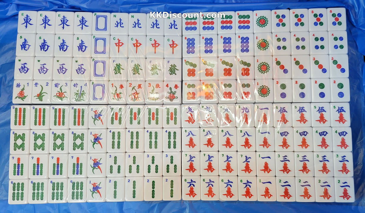 Ivory Color Mahjong Tiles Game Set with Numbers and English Instruction -  K. K. Discount Store