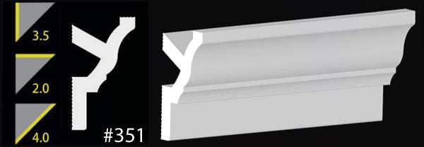 DIY Foam Crown Molding Pack  3.5&quot; Wide  95.5&quot; Long  (32 ln. ft. / pack) - #CC 351
