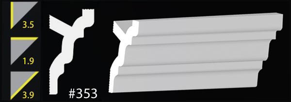DIY Foam Crown Molding Pack  3.5&quot; Wide  95.5&quot; Long  (32 ln. ft. / pack) - #CC 353