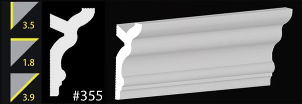 DIY Foam Crown Molding Pack  3.5&quot; Wide  95.5&quot; Long  (32 ln. ft. / pack) - #CC 355