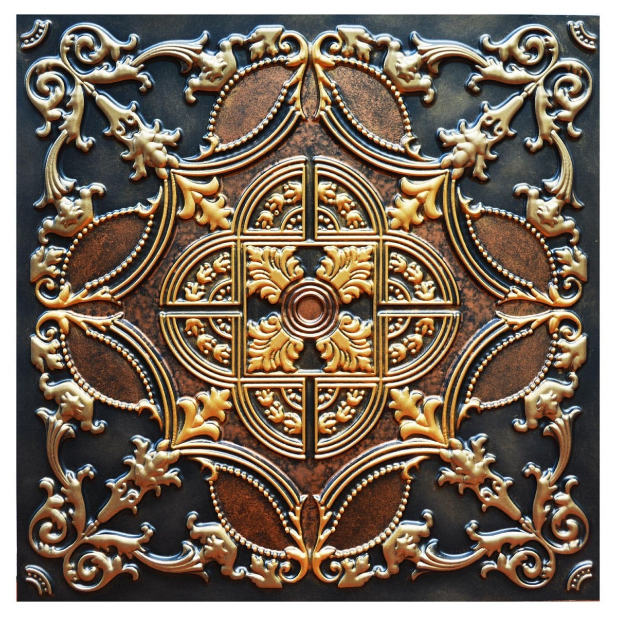 Golden Prague - FAD Hand Painted Ceiling Tile - #CTF-016