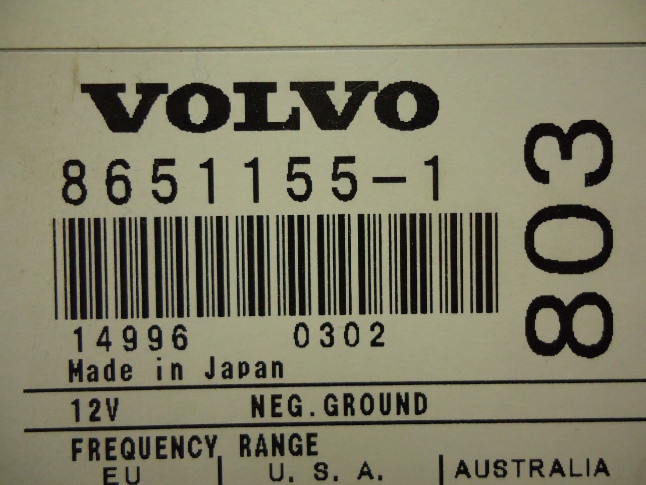 Volvo S60 V70 Radio Stereo 4 Disc Changer CD Player Hu 803 RDS 01 02 03