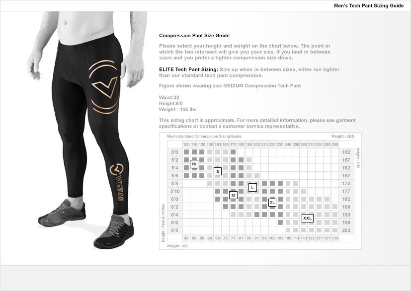 Compression Tights Size Chart
