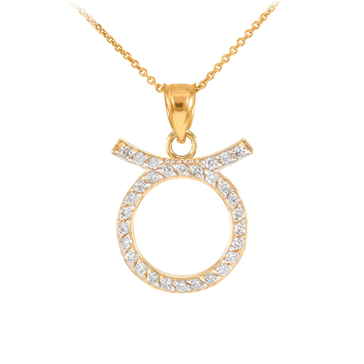 14K Gold Taurus Zodiac Sign Diamond Pendant Necklace