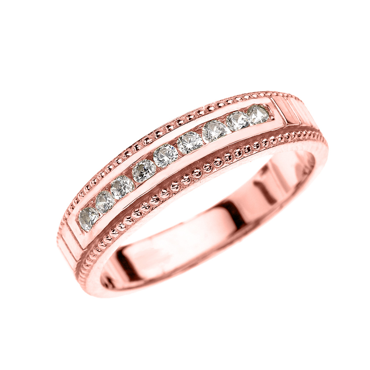  Rose  Gold  Diamond Wedding  Ring  For Him 
