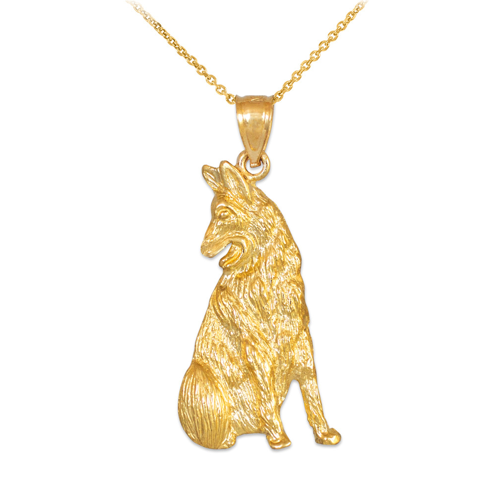 Gold German Shepherd Dog Pendant