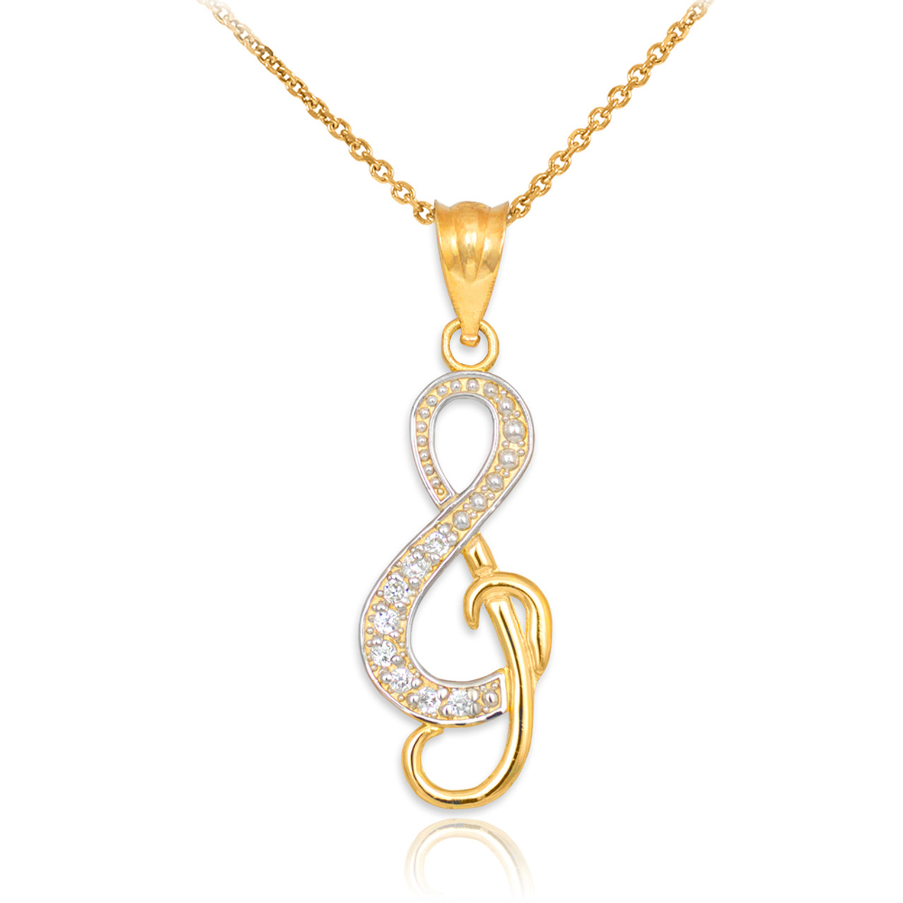 Treble clef diamond necklace clearance