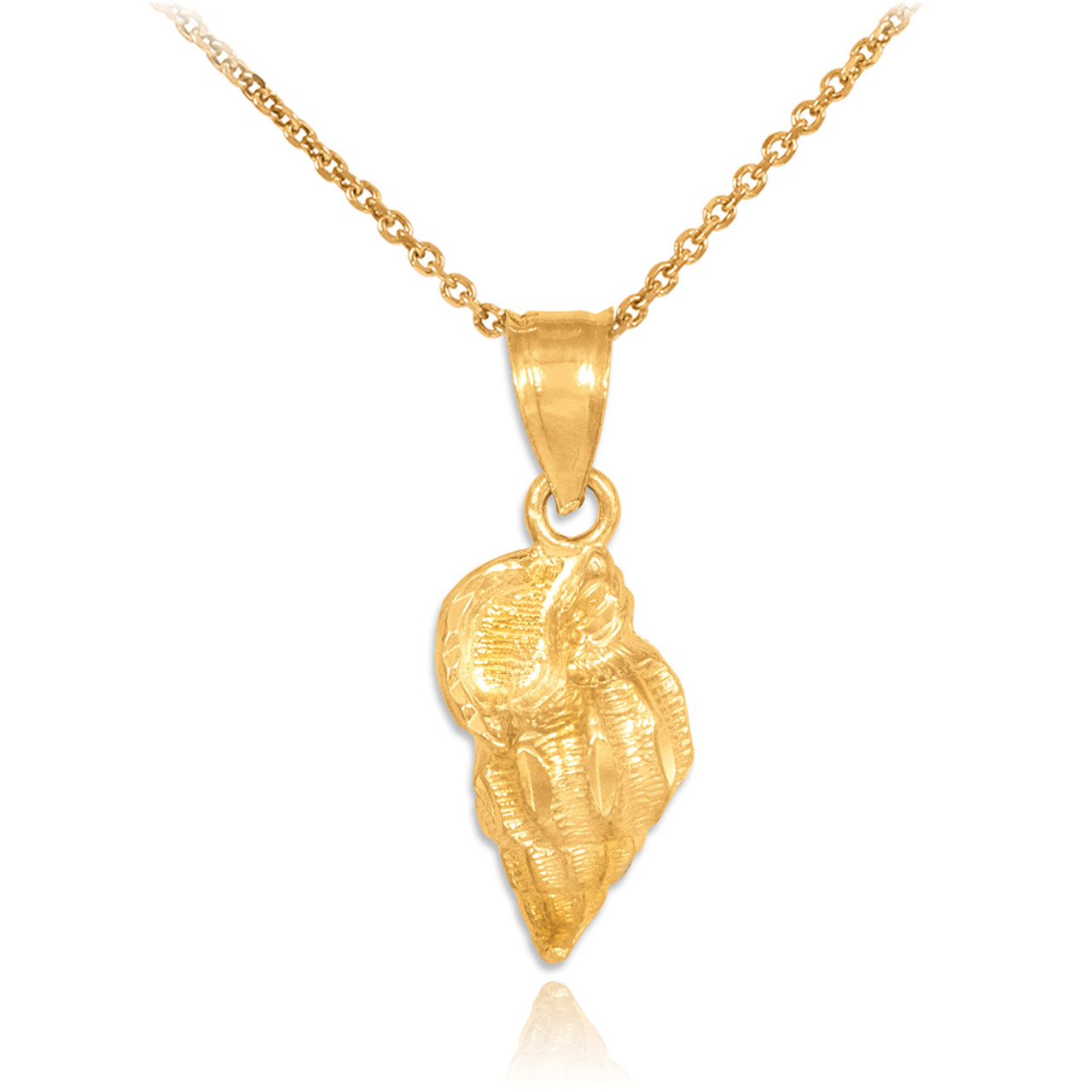 Yellow Gold Conch Shell Charm Pendant