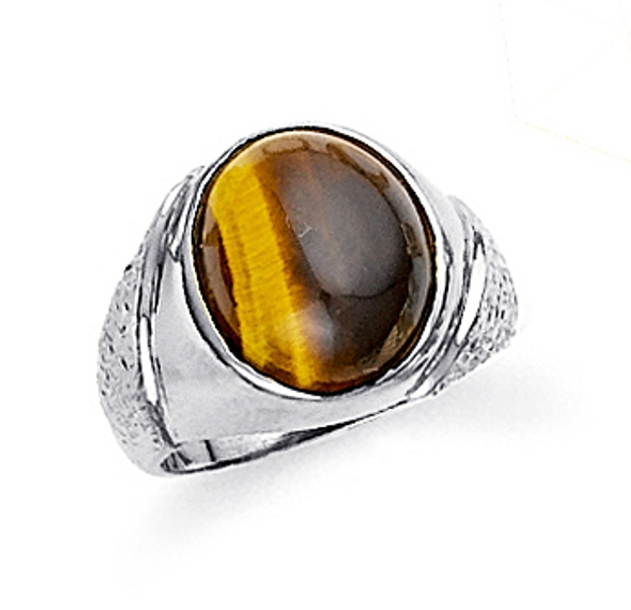 Tiger Eye Sterling Silver Men's Ring Factory Direct Jewelry