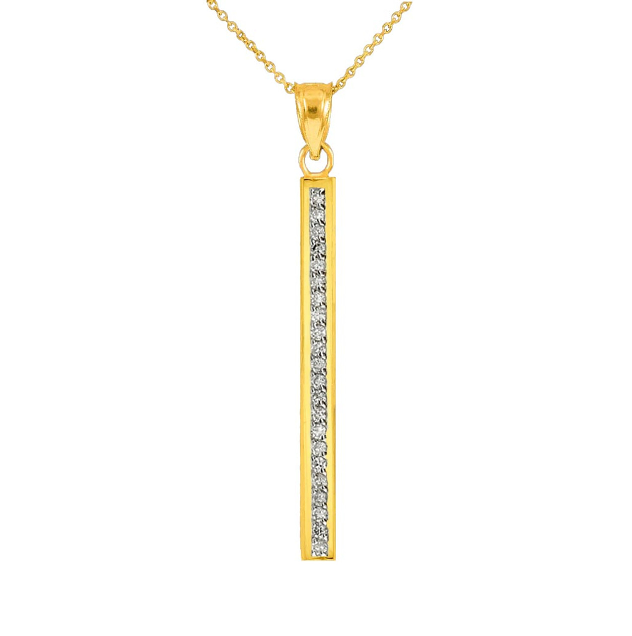 14k Gold Vertical Diamond Bar Necklace Diamond Bar 2624