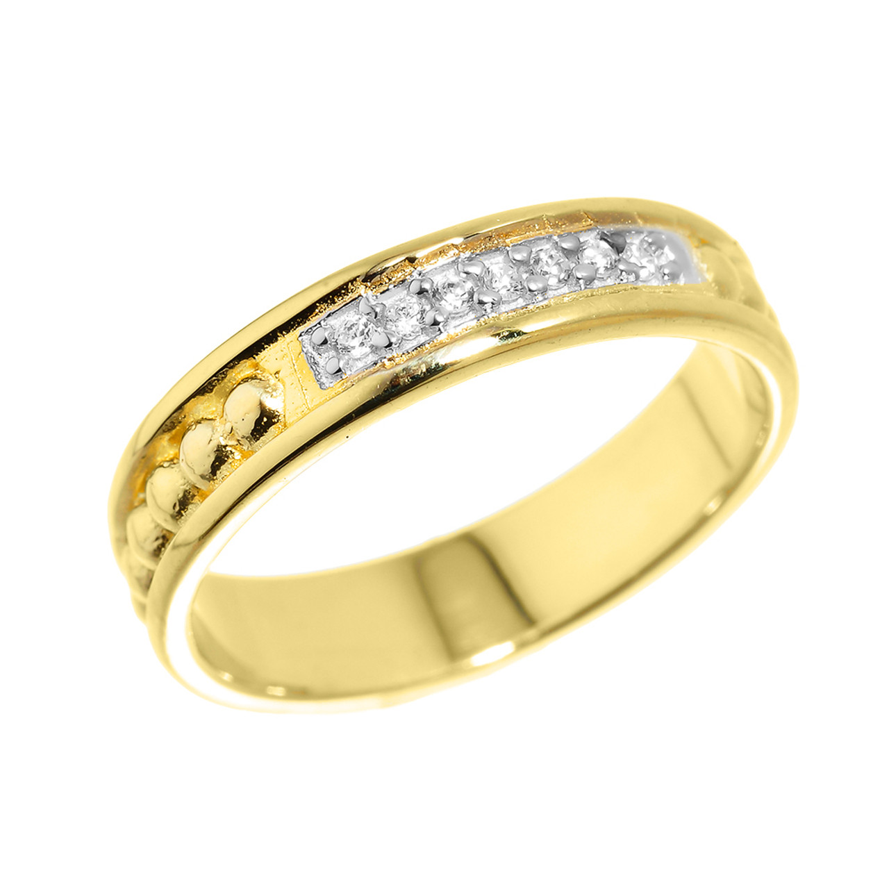 Solid Yellow Gold Unisex Diamond Anniversary Wedding Band