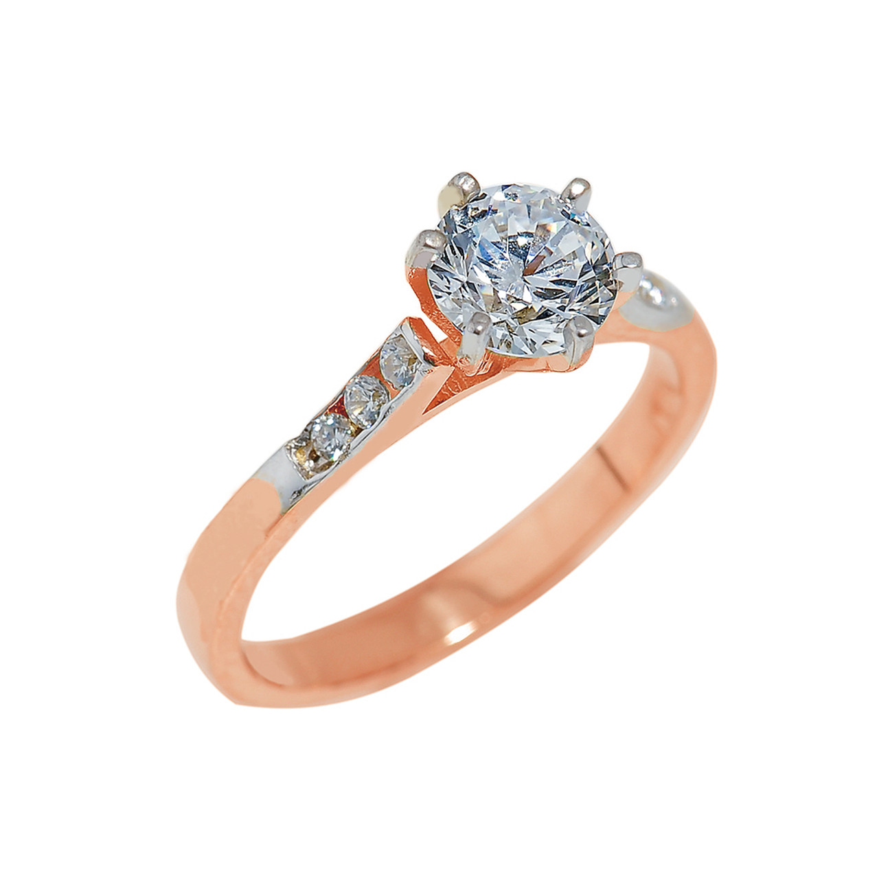  Rose  Gold  Engagement  Ring  with Cubic Zirconia  Engagement  