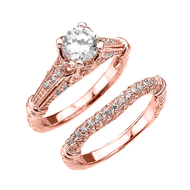Beautiful Dainty Rose  Gold  3 Carat Halo Solitaire CZ  