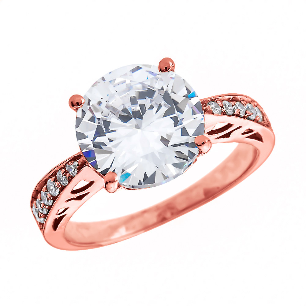 Rose Gold 6 0 ct Cubic Zirconia Dainty Solitaire 