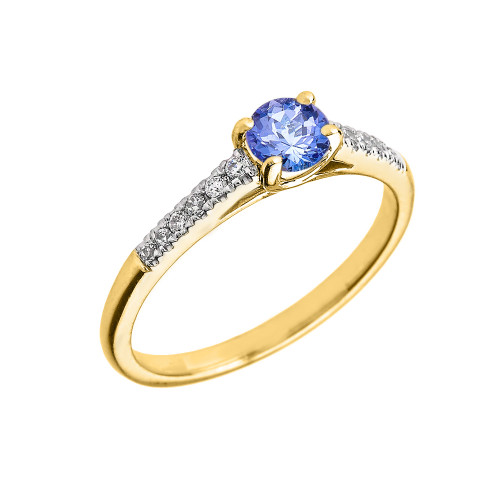 14 ct Yellow Gold Sapphire and Diamond Elegant Proposal ring