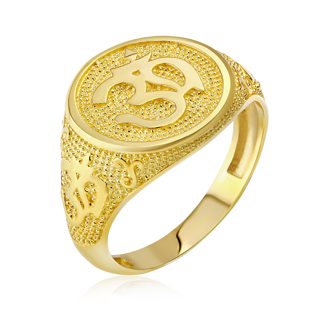 Yellow Gold Om Symbol Harmony Men's Ring