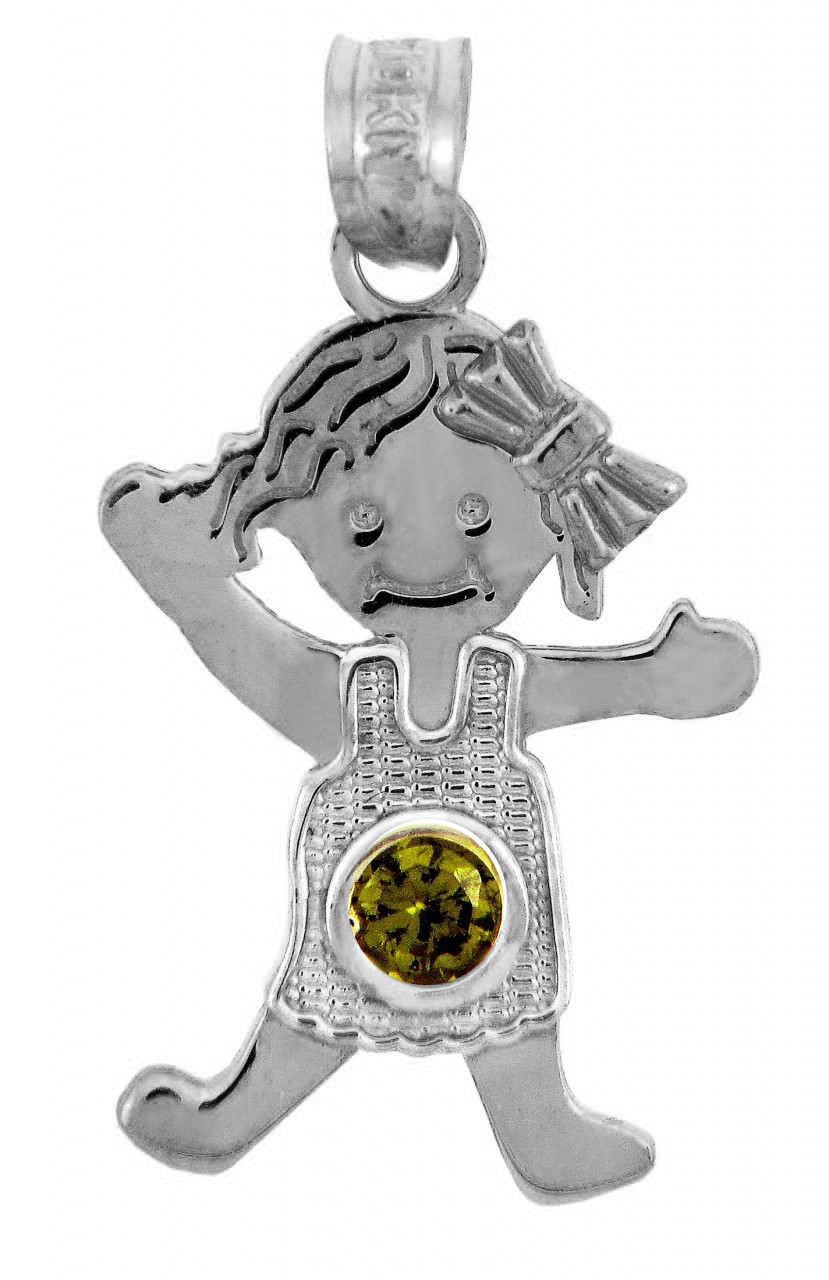 10k Yellow Gold CZ November Birth month Stone Girl Charm Pendant
