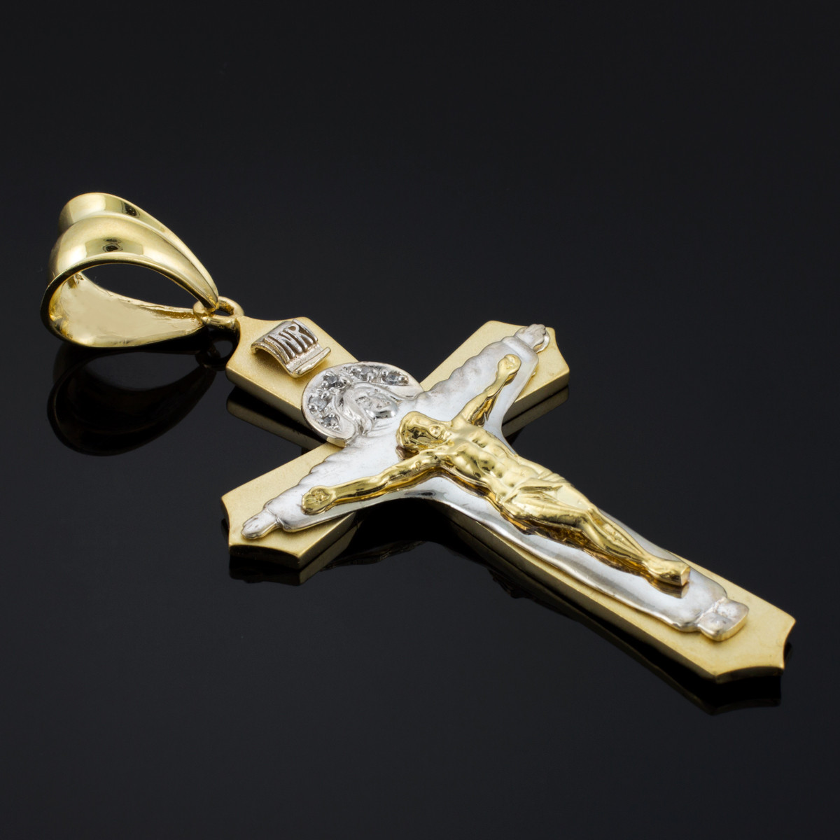 American Set Co 14k Two Tone Gold Religious Crucifix Pendant Charm