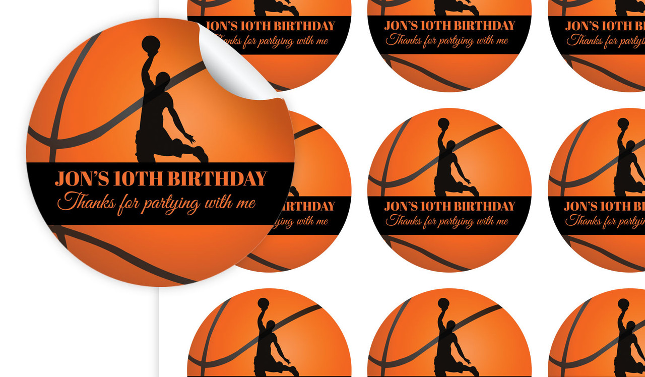 Basketball Personalised 65mm Labels