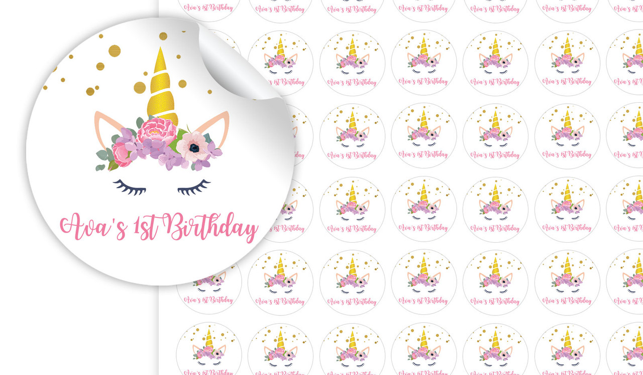 Birthday Unicorn Thank You Party Tags Personalised Free Ribbon Any Text