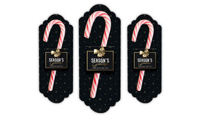 Glossy Gift Black Personalised Candy Cane Card