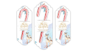 Deer Watercolour Personalised Candy Cane Card