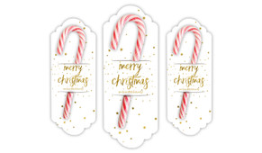 Gold Confetti Stars Personalised Candy Cane Card