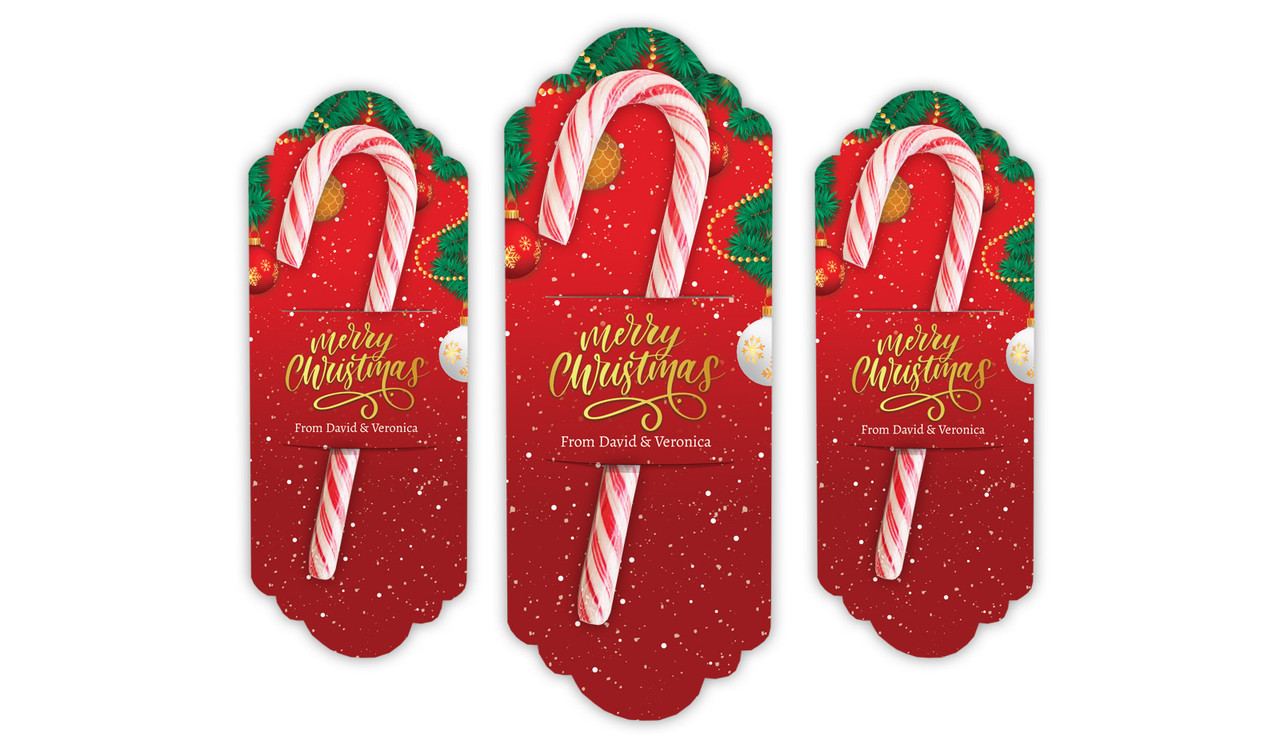 Red Festive Personalised Candy Cane Card