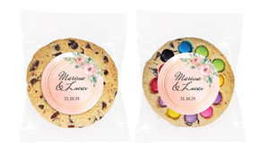 Gold Rings On Peach Personalised Wedding Cookie