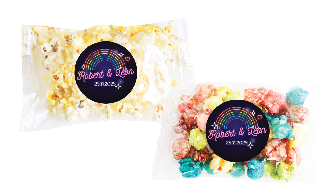 Neon Rainbow Personalised Popcorn Bag