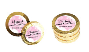 A Splash Of Watercolour Pink Personalised Chocolate Coins