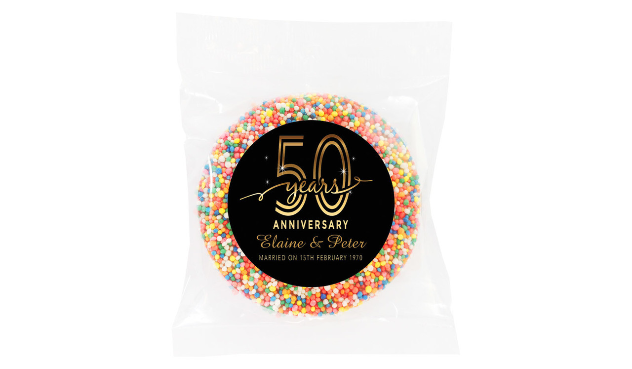 Big Number Gold Anniversary Personalised Chocolate Freckle
