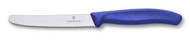 Victorinox Serrated Knife Round Tip 11cm Pointed Wavy Blue