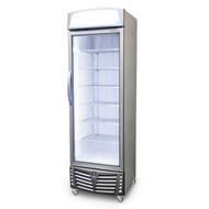 UF0440LS LED Flat Glass Door 440L Upright Display Freezer w Lightbox. Weekly Rental $39.00