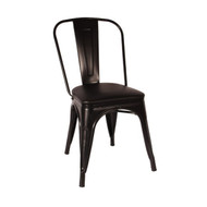 Tolix Chair - Black with Black Cushioned Seat