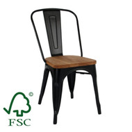 Tolix Chair - Black with Timber Seat 