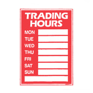 TRADING HOURS SIGN SET WITH PEN/ SUCTION CUPS