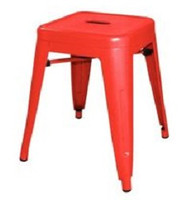 LOW RED POWDER COATED METAL BISTRO STOOL -46cm/18"